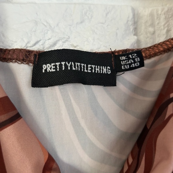 Brown Swirl/ Marble Print Mesh Ruched Midi Dress (size 8) - Picture 7 of 7